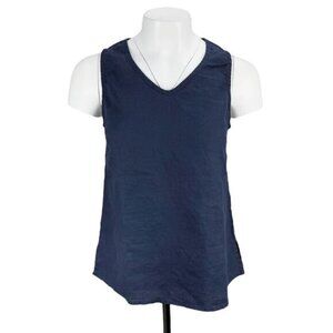 SYMPLI 100% Linen Sleeveless Top Sz XS Blue